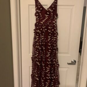ARULA Burgundy Floral Long Dress